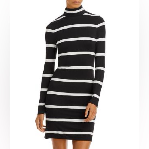 Alice + Olivia Black And White Striped Dress